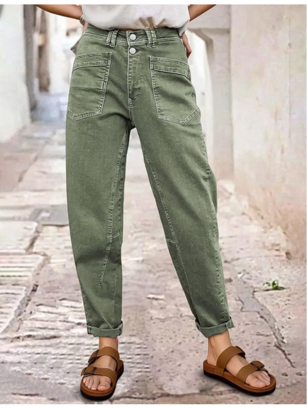 Flamingals Mid Rise Straight Leg Pants Women Stitch Detailing Workout Dressy L